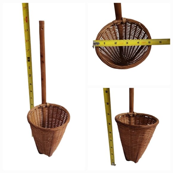 Vintage Cone Woven Wood Wicker Basket Lot Of 2 Baskets Wall Hanging Decor Boho - Picture 9 of 16